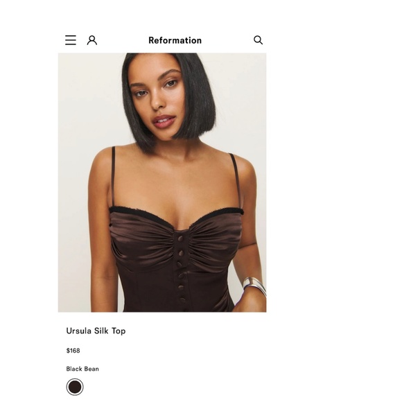 Reformation Ursula Top - 100% Silk- Size 0 (XS) - Dark Brown - Picture 12 of 13